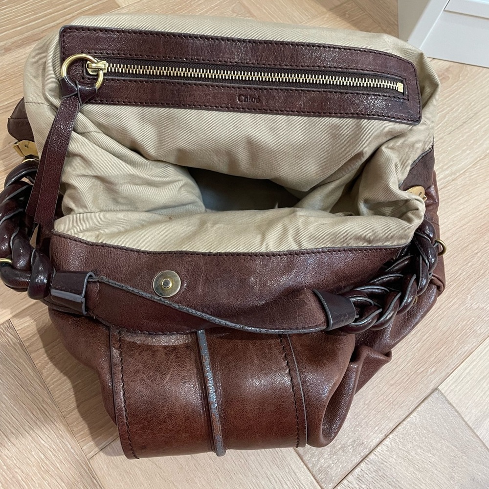 CHLOE Heloise Hobo Cognac Brown Leather Tote Bag - Chloe Shoulder Bag Lambskin - Picture 5 of 16